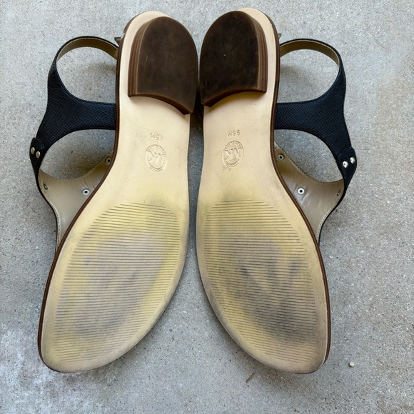 Michael Michael Kors MK Plate Women Size 9.5 Black Slingback Thong Sandals - Picture 5 of 6